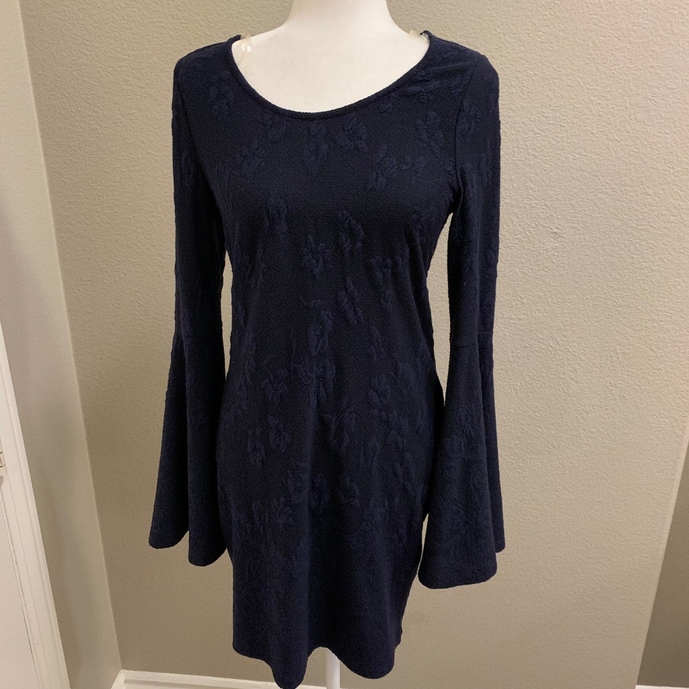 Worn on TV! NWT love, Fire Navy Bell Sleeve Dress